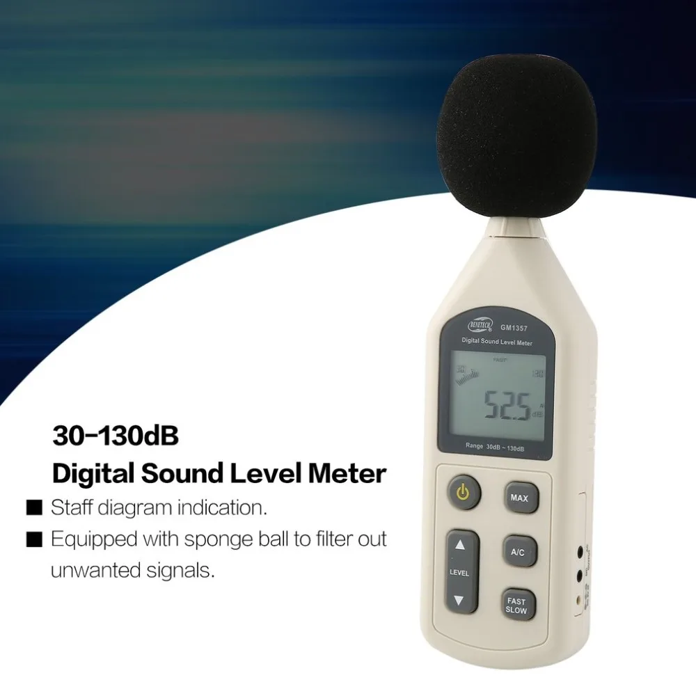 BENETECH GM1357 шум тестер 30 130dB цифровой измеритель уровня звука в децибел ЖК дисплей A/C