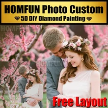 Homfun 5d pintura diamante! Os pais feitos sob encomenda privados, crianças, fotos da imagem dos amantes strass completos fazem seu próprio diamante 5d