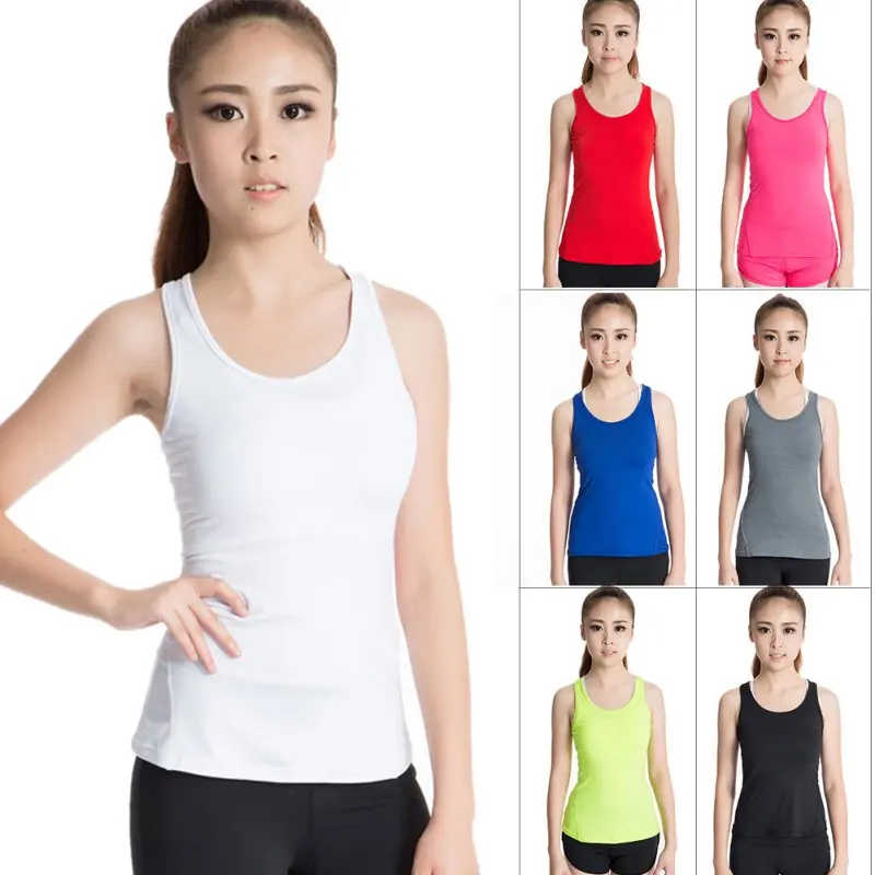 

Quick-Drying Women Sports Vest Tights Running Yoga Fitness Vest Shirts Tee Tops