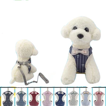 

Venxuis Outdoor Bow Polyester Dog Protected Walking Harness Vest For Small Dog British Gentleman Pet Dog Harness Vest With Leash