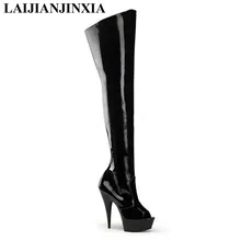 Laijianjinxia/Для женщин ночной клуб сапожки для вечеринок, 15 см Обувь на высоком каблуке на платформе шпильки Сапоги и ботинки для девочек партии Queen открытым носком Обувь для танцев A-019