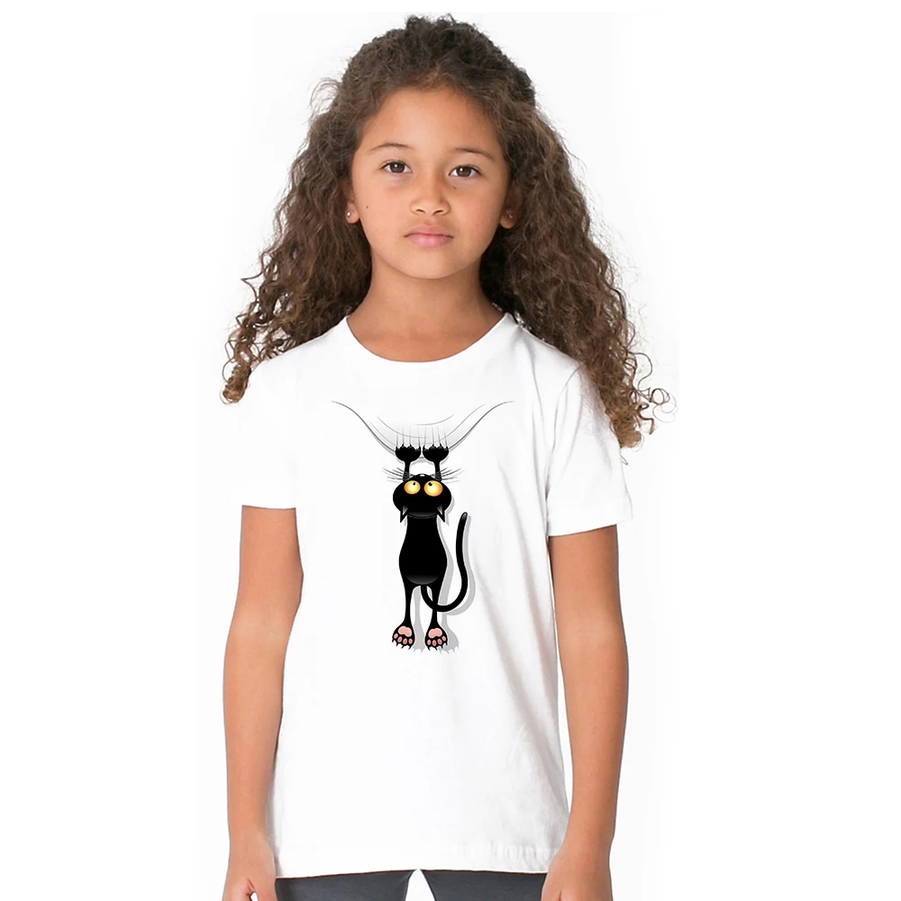 

Fashion Naughty Black Cat 3D kids T shirt boy girl unisex Lovely Shirt 2018 Casual teens Tee Shirt children T-shirt baby clothes