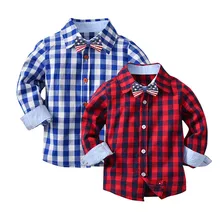 Мягкие клетчатые Топы джентльмена с длинными рукавами для маленьких мальчиков и девочек, одежда с галстуком