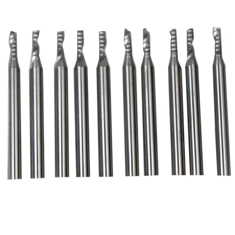 10 pcs 3.175*1.5*6MM single flute spiral CNC router bits 1LX3.1506in