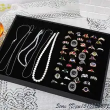 Ювелирные изделия Дисплей лоток Цепочки и ожерелья держатель серьги шпильки Организатор хранения кольца Коробки ювелирные витрины кожзам бархат 3 шт./лот