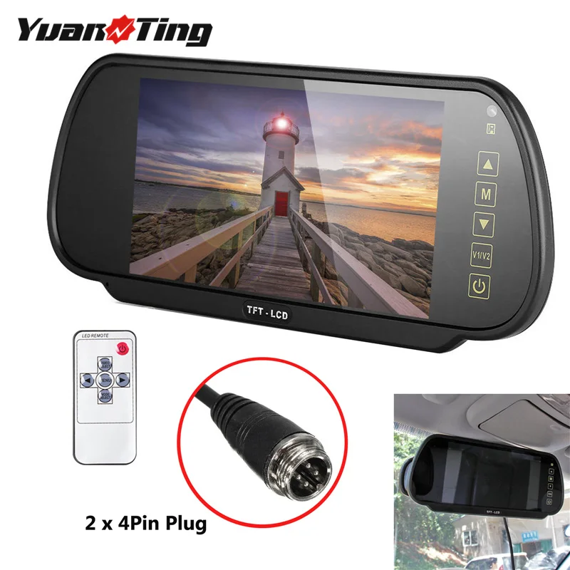 

YuanTing Van Truck RV 7 inch LCD Screen Rear View Monitor Mirror reversing parking CCTV assistant For 4 Pin Connector Camera