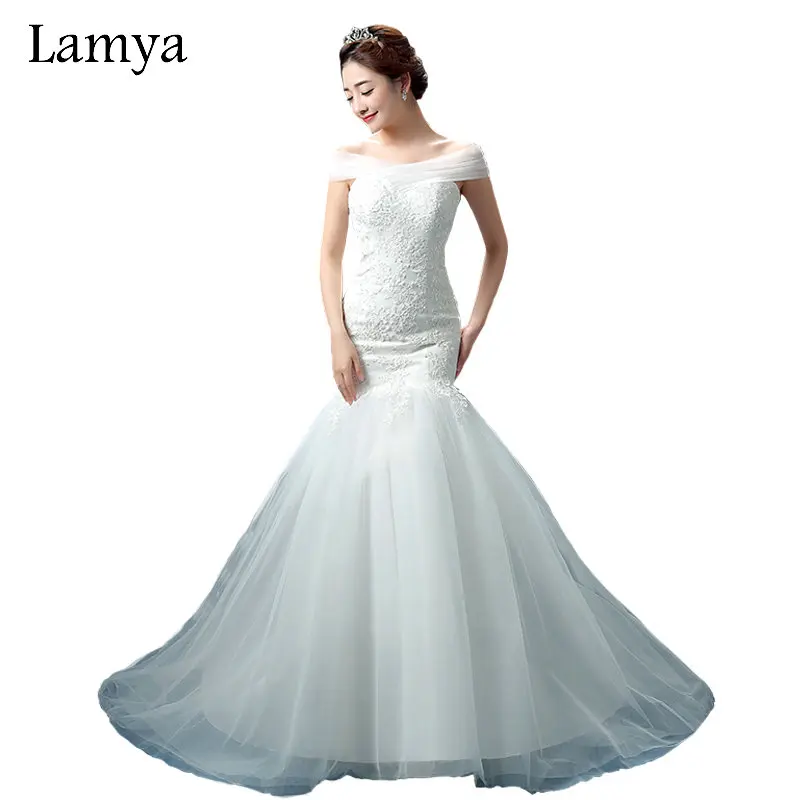 

LAMYA Lace Mermaid Vestido De Noiva 2019 Sweatheart Court Train Wedding Dress Fashionable Romantic Bridal Gown WD3082
