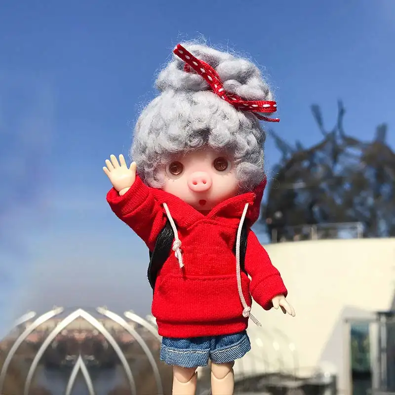 

Cute Mini Obitsu11 OB11 1/12 doll coat doll clothes hoodie with big cap available for cu-poche OB11 doll accessories doll shirts
