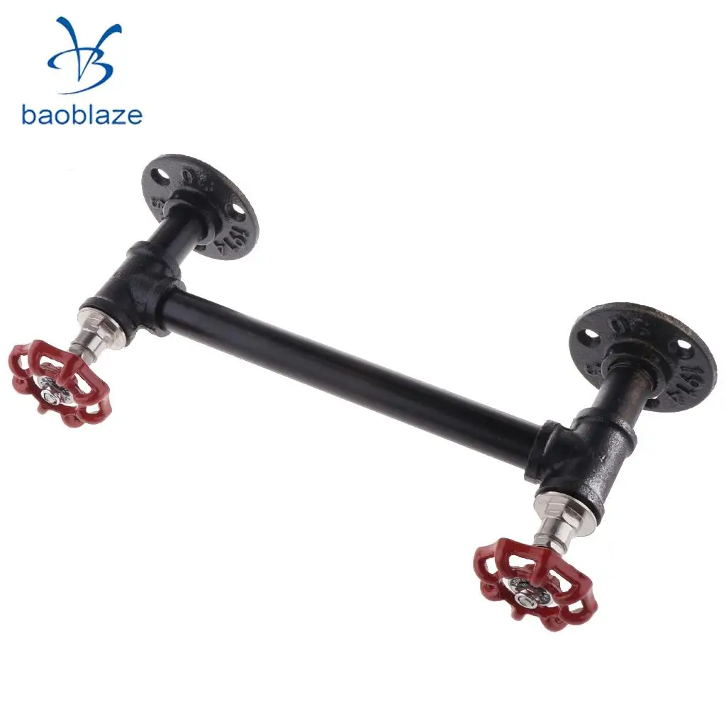 Home Decorative Industrial Rustic Wall Mounted Metal Iron Pipe Toilet Roll Paper Double Holder Towel Rack