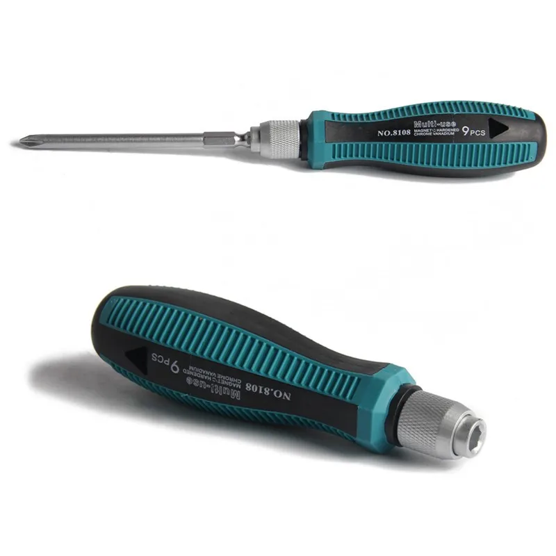 9 in 1 Screwdriver Set Repair hand Tool With Magnetic Multi-Bit Head Metric Screwdrivers Kit For Cross Head For Flat Head DS119 (8)