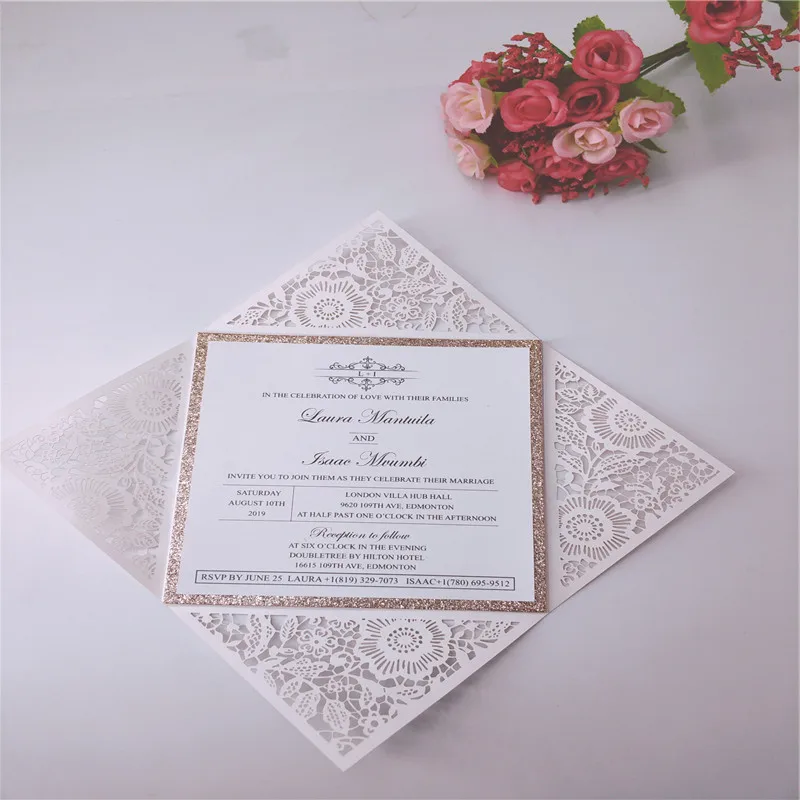 us 15 25 37 off wedding invitation card high end suit laser cutout private custom ivory multi color flash envelope belt provide print s in cards high end invitation