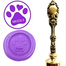 Собачьи лапы, винтажное изображение, логотип, роскошный воск, уплотнительный штамп, латунь, павлин, металлическая ручка, подарочный набор