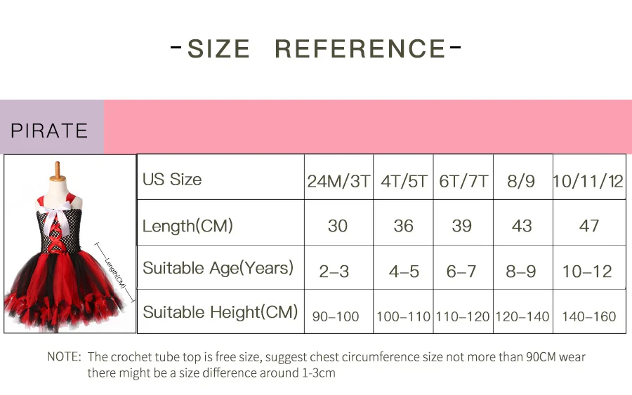 Girls Pirate Wench Tutu Dress with Skull Mask Petti Style Fluffy Halloween Tulle Dress Kids Fancy Photography Prop Dress Up (1)