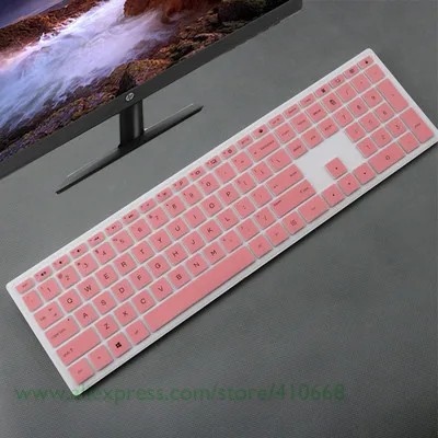 Desktop Keyboard Cover Protector Skin Computer For HP Pavilion All-in-One PC 24-xa 24-xa0002a 24-xa0300nd 24-xa0051hk 23.8 inch - Цвет: Pink