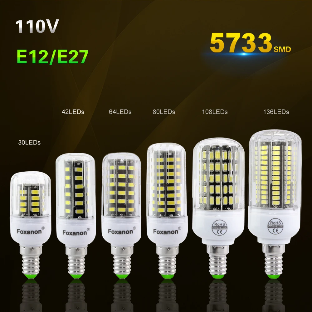 2016 New E27 E12 110V Led Bulbs Light Power 3W 10W As Brightness As