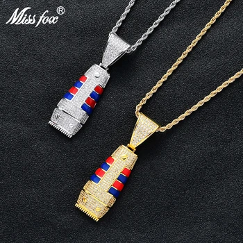

Missfox Personalized Creative Razor Pendant Necklace Iced Out Chain Golden Tide Brand Fader Hip Hop Jewelry Statement Necklaces