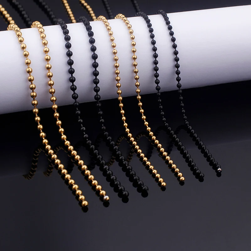 Золотистое, черное ожерелье из нержавеющей стали с цепочкой, женское, 2,4/3 мм, ширина, на заказ, Мини модное ювелирное изделие