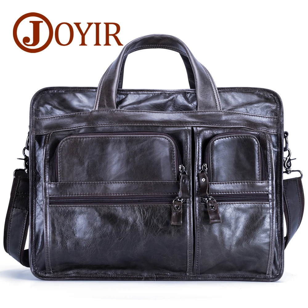 JOYIR, Винтажный Мужской портфель из натуральной кожи, 15 дюймов, сумка для ноутбука, коровья кожа, 3 слоя, деловые сумки-мессенджеры, кожаные сумки на плечо