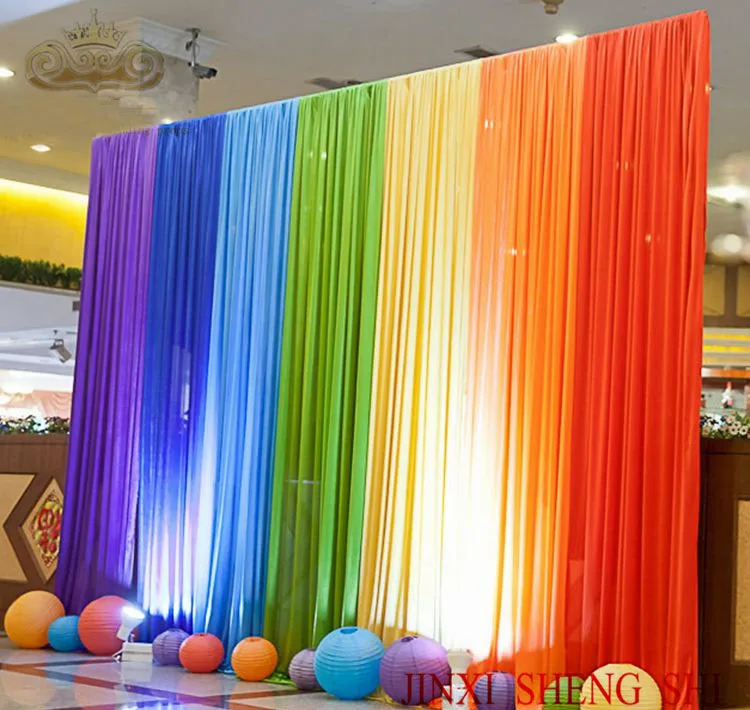 6m x 3m RAINBOW colors Silk Wedding Backdrop wedding
