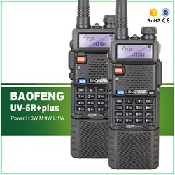 2 шт. Оригинал Tri-Мощность 8 Вт/4 Вт/1 Вт длинные Батарея 3800 мАч Baofeng UV-5R плюс двойной Дисплей УКВ FM трансивер Бесплатная Наушники