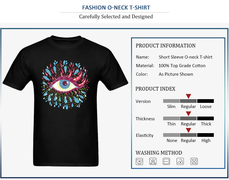T Shirt Design Short Sleeve Brand Crewneck 100% Cotton Tops Tees Design Summer Blue Psychedelic Eye Tee Shirts for Male Blue Psychedelic Eye