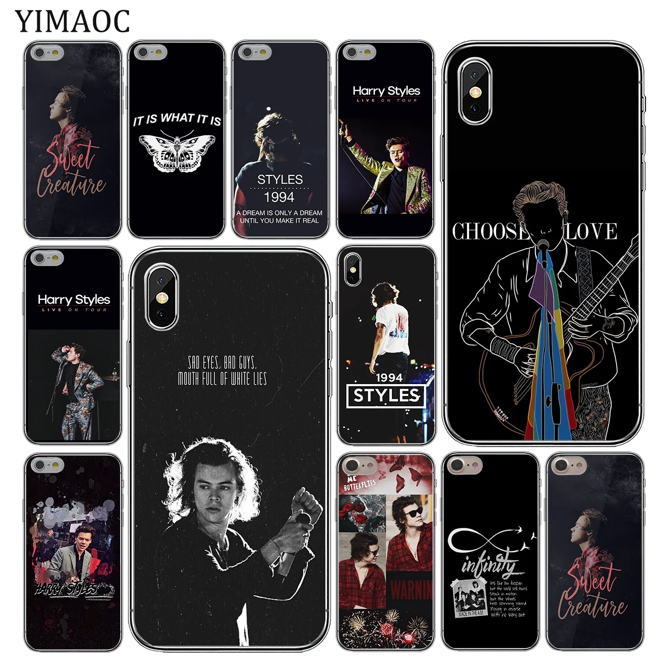 

YIMAOC One Direction Tattoos Harry Styles Soft Silicone Phone Case for iPhone XS Max XR X 6 6S 7 8 Plus 5 5S SE 10 TPU Cover