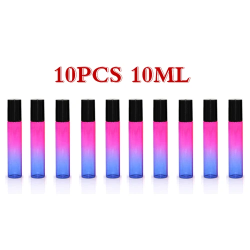 Новые 5 шт/упаковка/10 мл Портативный Янтарный Стекло роликовая Ручка-роллер бутылок с эфирными маслами тумана контейнер для путешествий многоразового флакон духов градиентные Цвет - Цвет: 10PC10ml Rose