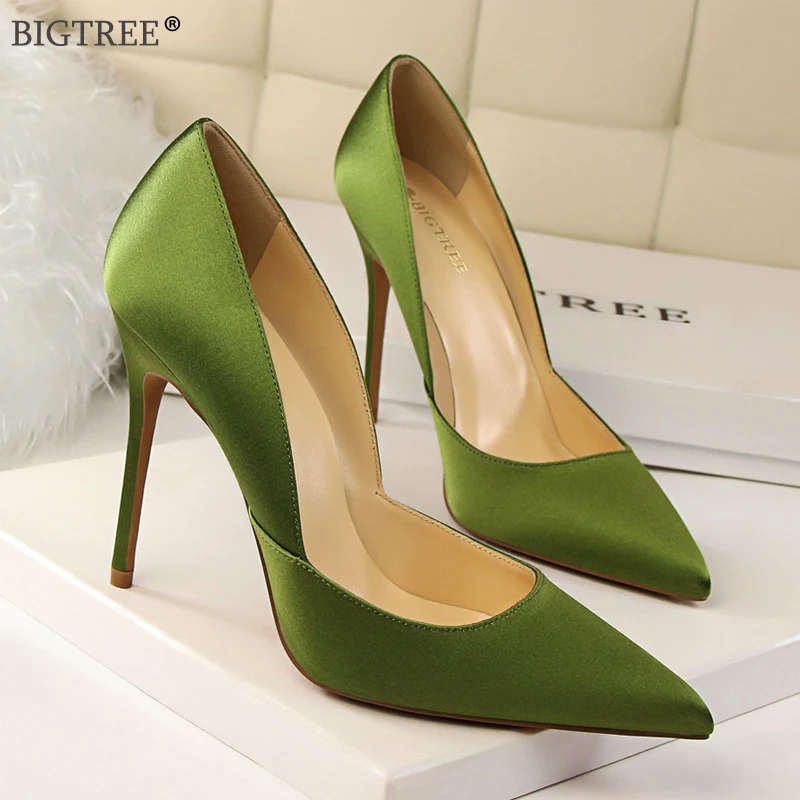 Big Size Shoes Women 2019 Summer high heels Sexy Female Elegant party pumps ladies wedding Green fashion zapatos de mujer heels