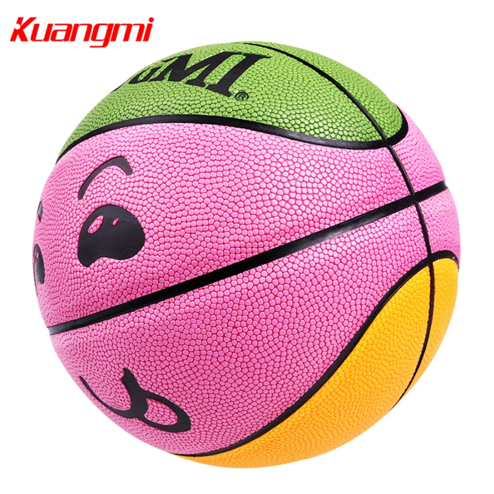 Kuangmi Creative Smiling Face Basketball Children Toy ball pink Size 4 