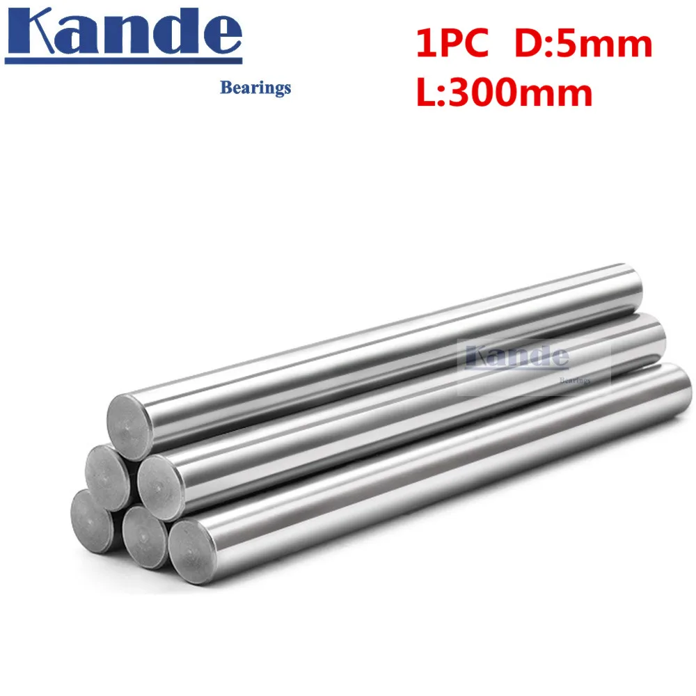 Подшипники Kande 1 шт. d: 5 мм 3D принтер стержень вал 5 мм линейный вал хромированный стержень вал CNC части 300 мм хромированный стержень