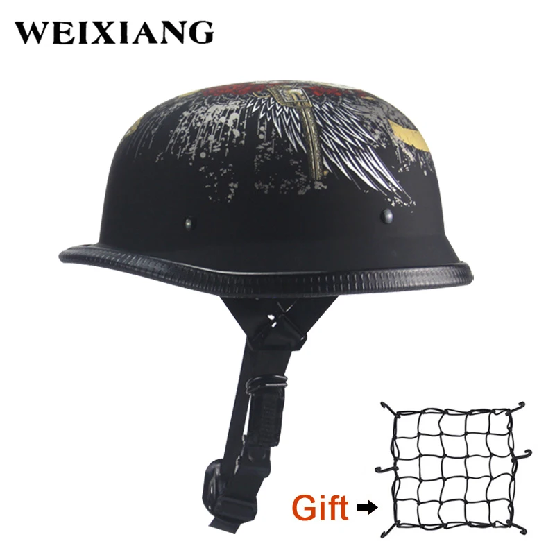 

Motorcycle Half Helmet With Skull Gun Summer Scoop Burning Skull Cap Flat Novelty Helmet For Harley Helmet Net Free Send