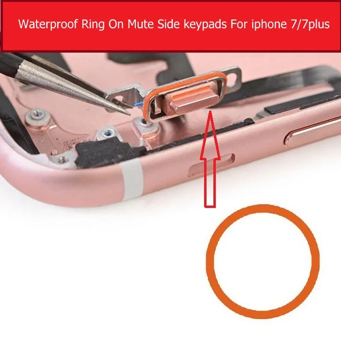 Водяное кольцо резиновое на немой стороне клавиатуры для iphone 7 7 плюс немой боковой кнопки водонепроницаемый резиновое кольцо уплотнение запасные части