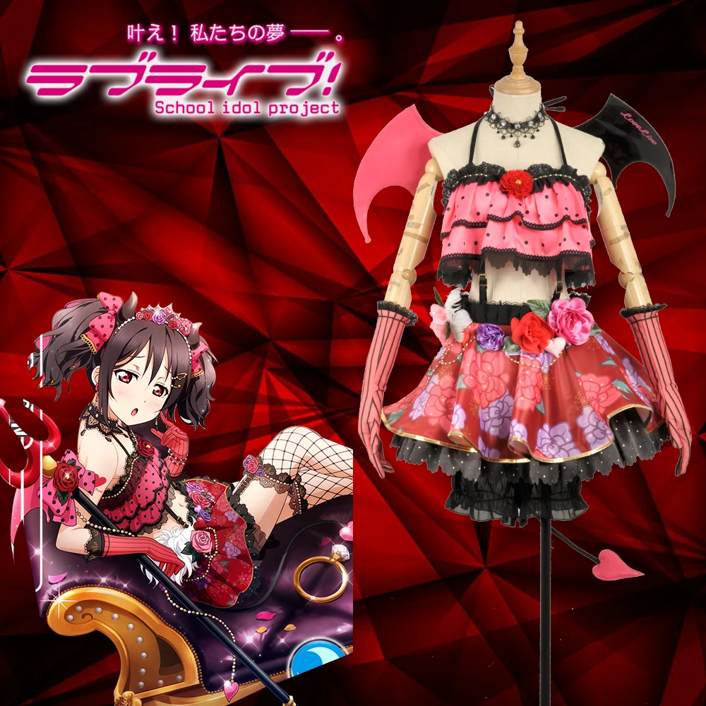 

Anime Love Live! Nico Yazawa Cosplay Costume Little Devil Demon SR Awakening Fancy Dress Outfit for Women Skirt Tail Halloween