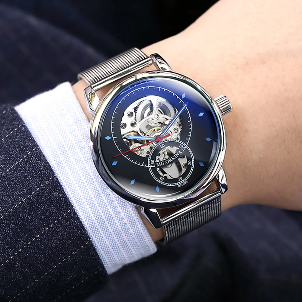 Man Watches Automatic Mechanical Watches Men Luxury Brand Fashion Hollow Dial Watch Casual Silver Stainless Steel Whatch Clock Man Watches Automatic Mechanical Watches Men Luxury Brand Fashion Hollow Dial Watch Casual Silver Stainless Steel Whatch Clock