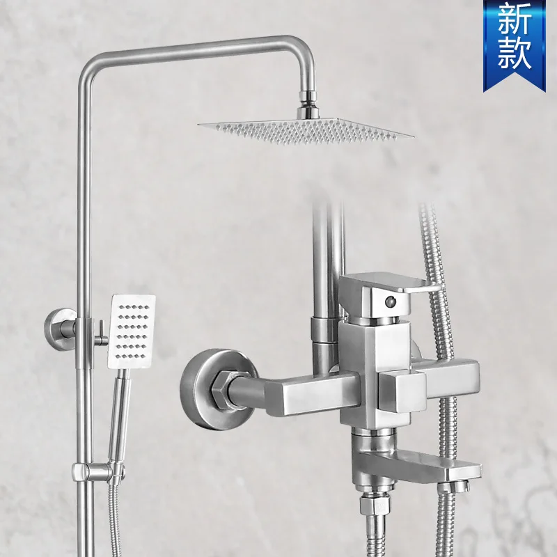 

The new square shower 304 stainless steel shower panel shower set square high-end shower faucet nozzle cold and hot mixer