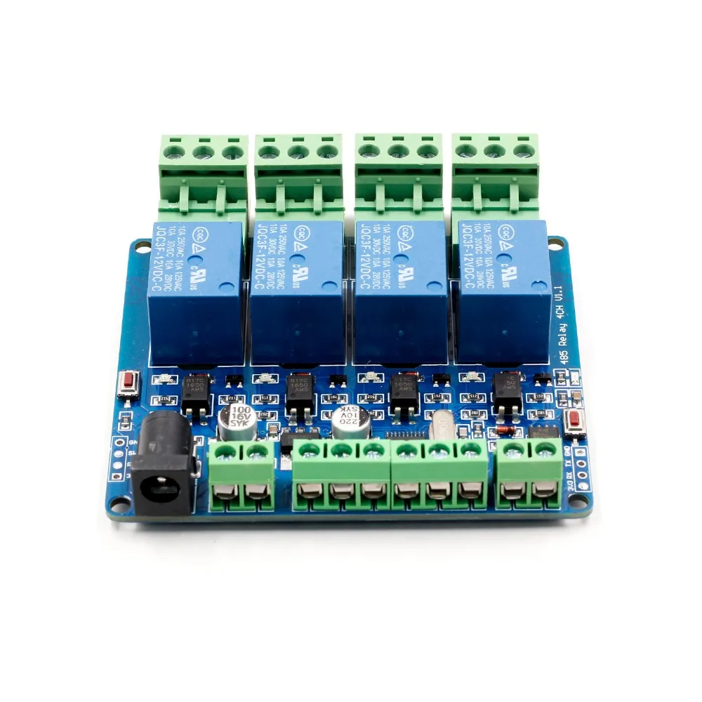 Modbus RTU 4 пути релейный модуль DIY STM8S103 системы 4 дорожный вход 485 связи