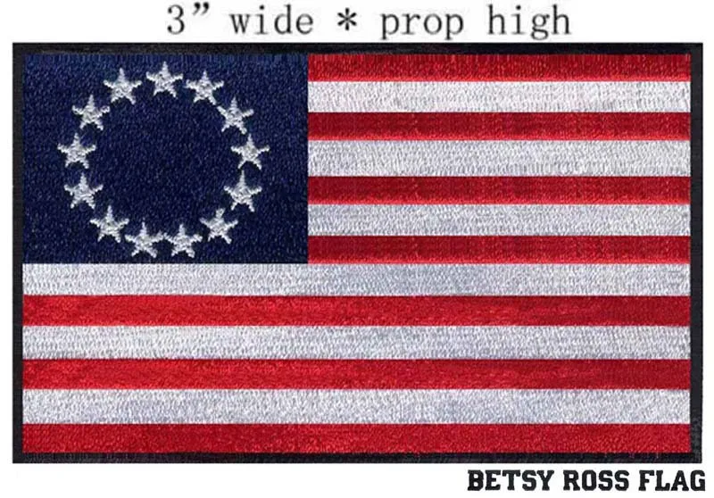 

Betsy Ross Flag embroidery patch 3" wide shipping/red stripes/white stripes/stars round