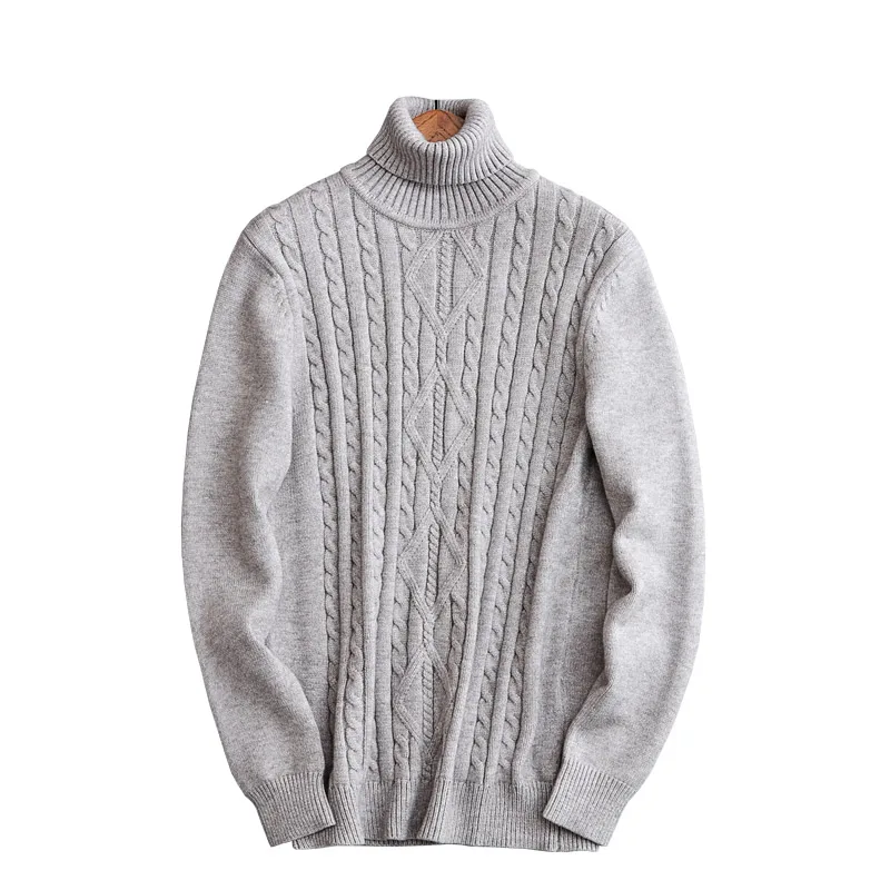 ^Cheap 2019 New Autumn Winter senior Men's Sweater Men'S Turtleneck Solid Color Casual Sweater Men's Fit Brand Knitted Pullovers Tops