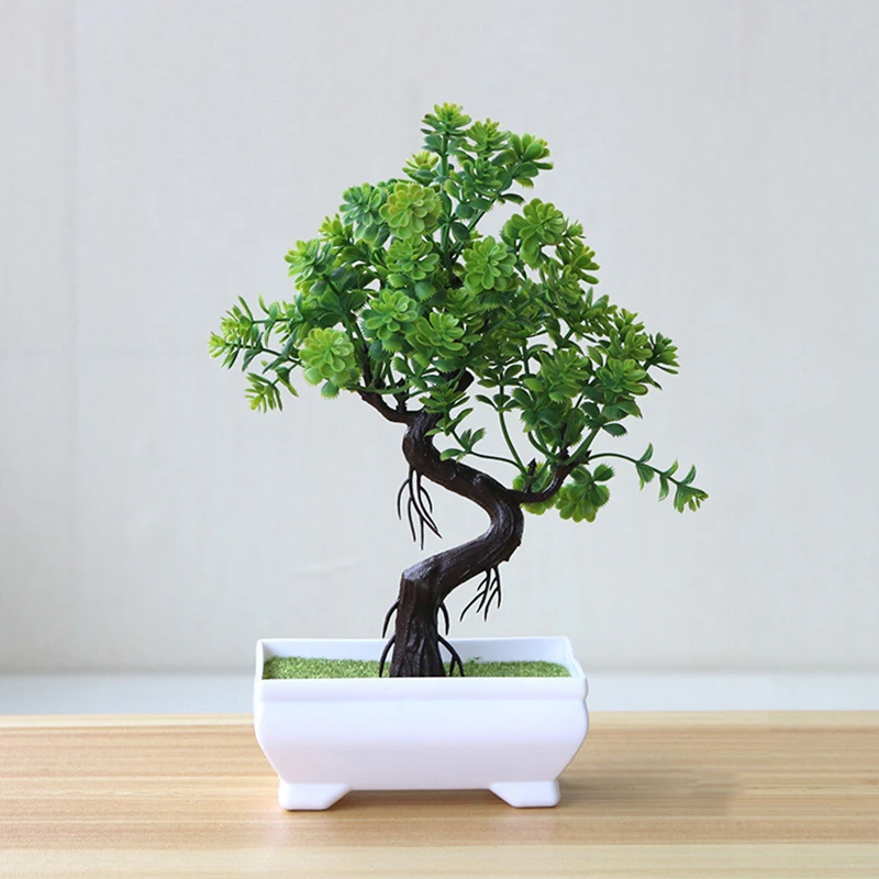 Flone Artificial Plants Fake Potted Plastic Plant Wedding Living Room Home Decoation Pot Home Life Artwork Desktop Decoration (4)