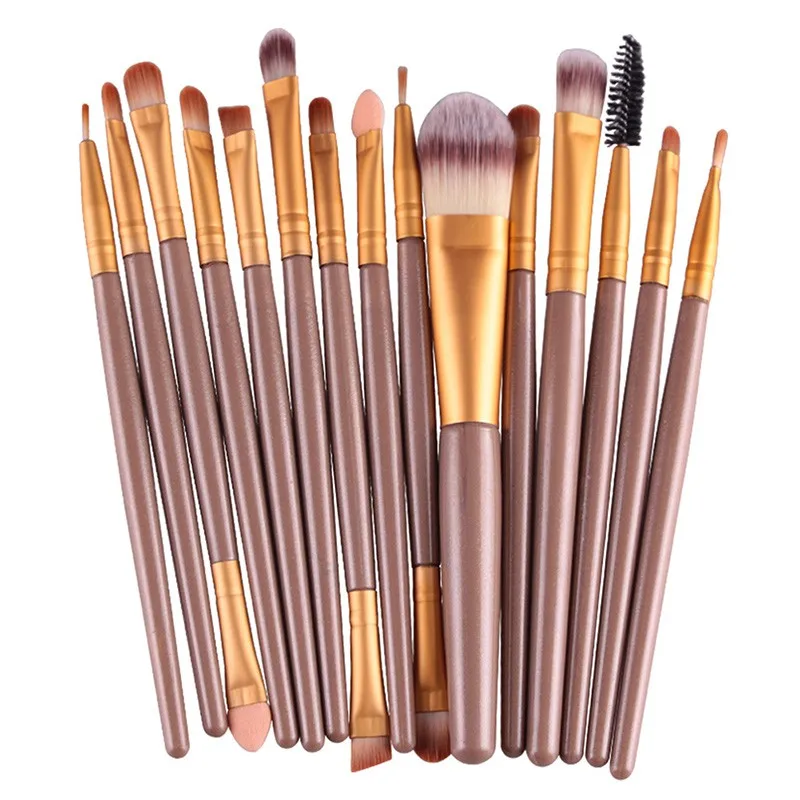 

Professional 15 Pcs Eye Shadow Foundation Eyebrow Eyeliner Lip Brush Makeup Brushes Comestic Tool Make Up Eye Brush Set