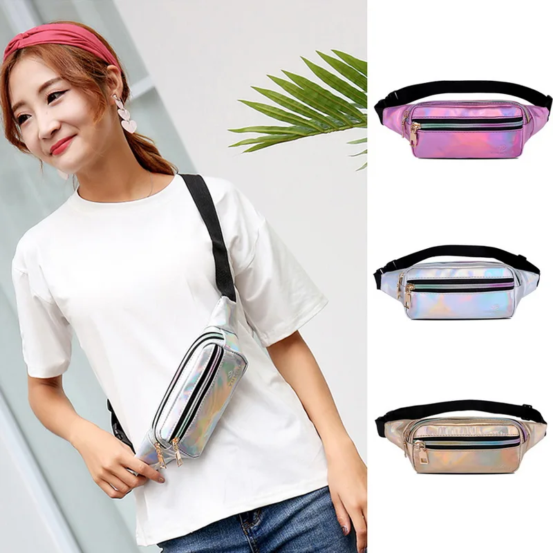 

Waterproof Women Casual Pack Steam Punk Leg Bag Reflective Laser Shoulder Bag Women's Belt Waist Bag Female Waist Pack Purse