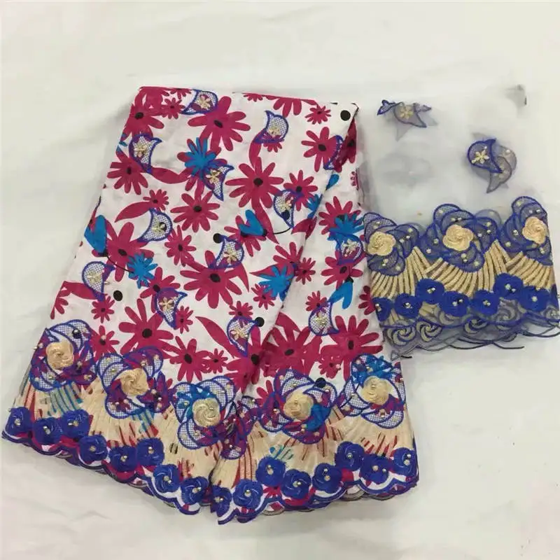 

DF!2019 New Fashion Style African Bazin Riche Brode Lace Fabric With 2 Yards Net Lace Beaded Embroidered Guipure Dress ! P31289