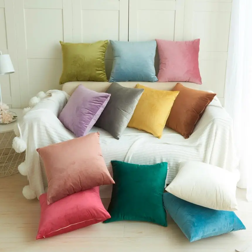 

ZENGA Solid Velvet Cushion Cover Throw Pillow Case 45x45cm Pillowcase Decorative Pillows For Sofa Home Decor Velvet Pillow Cover