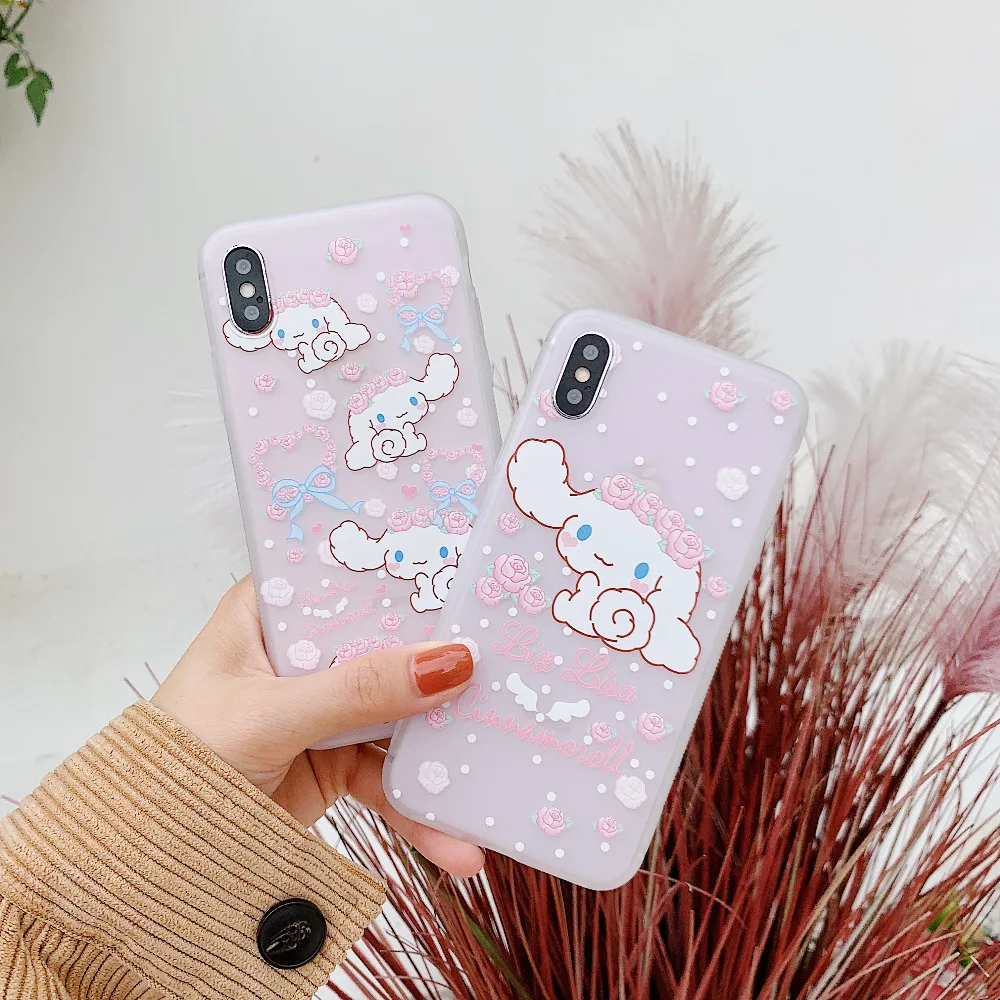 

KAIEN funny cute cartoon dog Flower Cinnamoroll fashion soft TPU Mobile phone case for iPhone 6 6s 7 8 plus X 10 XR XS MAX cover