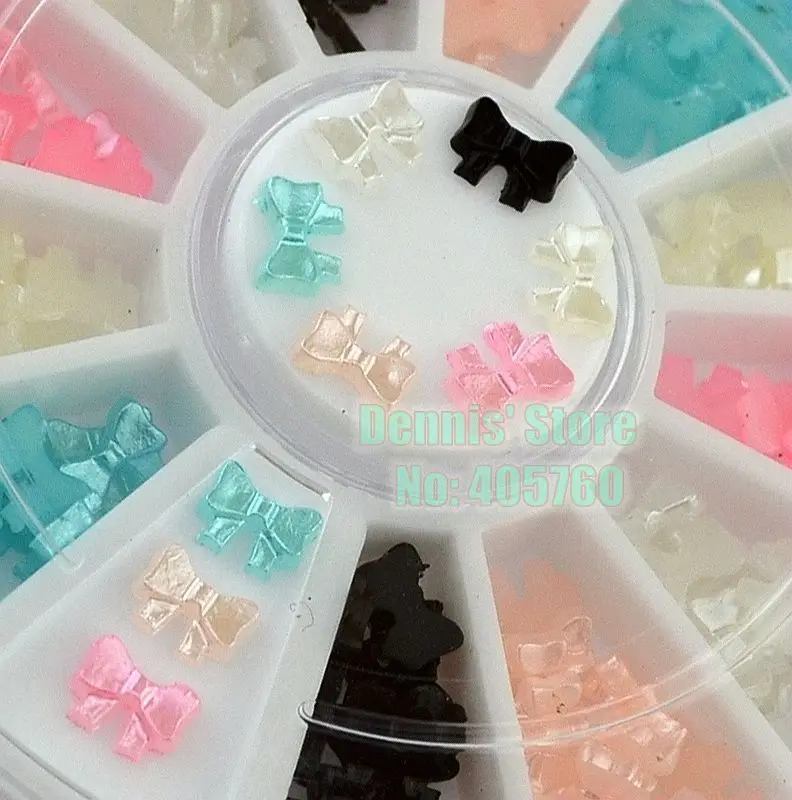 

Hot Sale 3D Mix 6 Colors Pink White Blue Black Bow Tie Shape Acrylic Nail Art Rhinestone Phone Decoration DIY Free Shipping