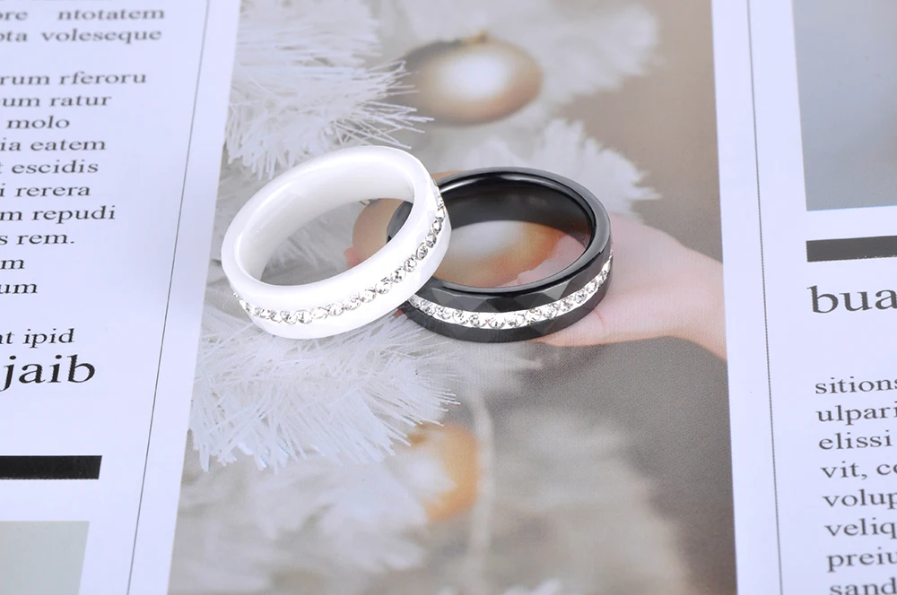 AENINE классические белые и черные керамические кольца, ювелирные изделия, глиняные стразы, обручальные кольца для женщин и девочек, Anneaux AR18145