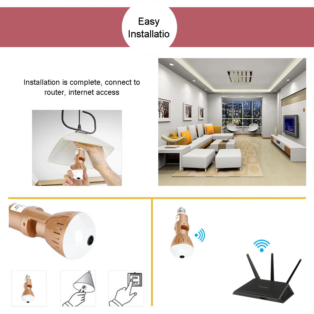 

960P 360 degree Panoramic Hidden Wifi Camera Light Bulb Home Security Lamp Camera mini wifi wireless camera smart hometic probe