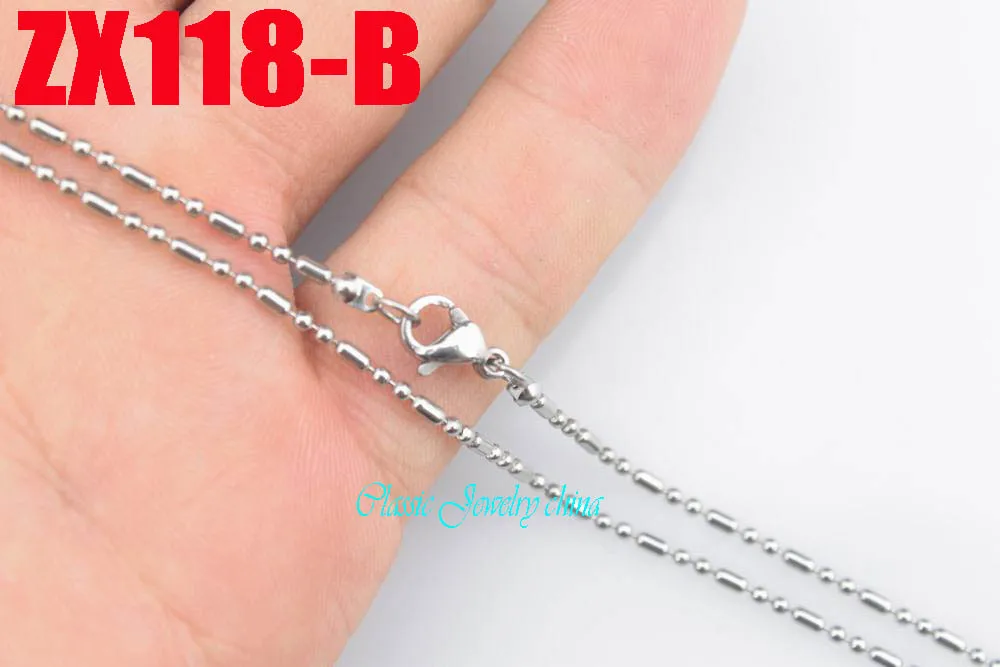 14" 38" with lobster clasp 1.5mm 2+1 ball chain stainless steel