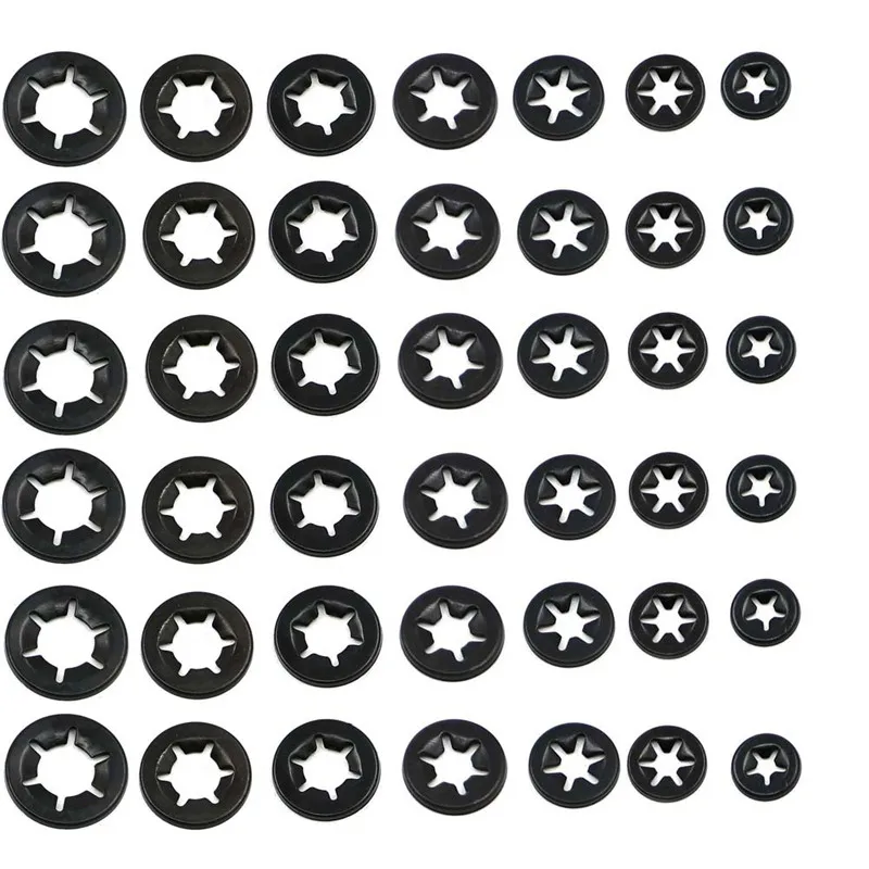 

Star Push-On Retaining Locking Washer Clip Lock Clamp push Bolt nut Kit Starlock Washer Assortment For Metric Round Shaft