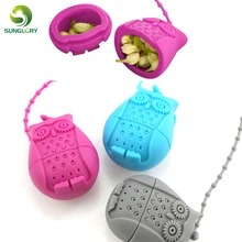 Милый силиконовый ситечко для заварки чая сова, фильтр для чая, диффузор, портативный многоразовый, для специй, для рассыпчатого чайного листа, травяной инструмент, для любителей кофе и чая